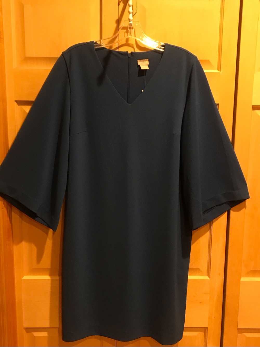 New Chico's Duchess Blue V-Neck Midi Shift Dress